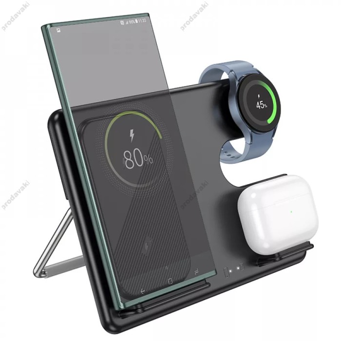 Бездротовий зарядний пристрій Wireless Charger 3 in 1 Hoco CQ2 SAM Watch black