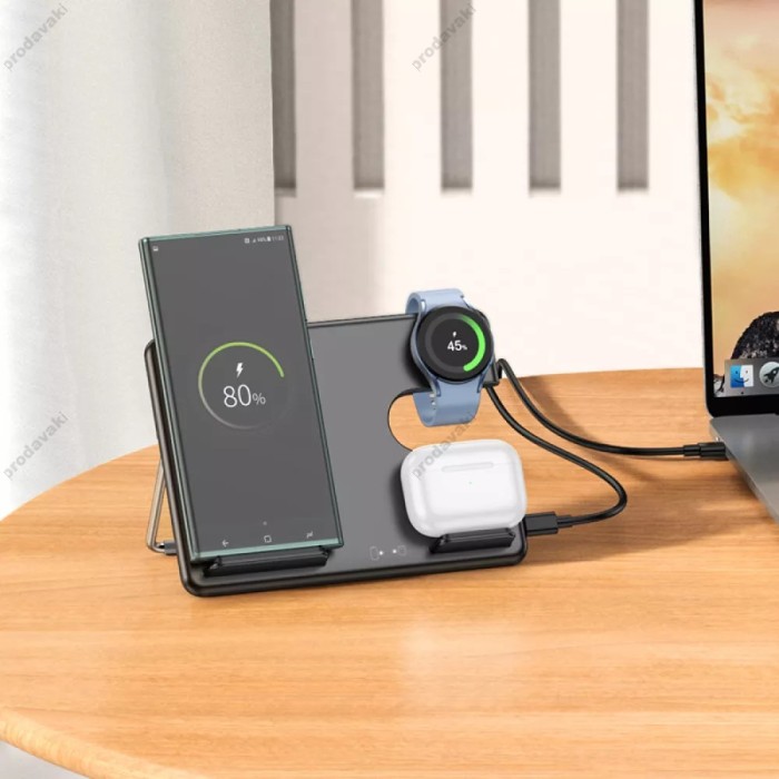 Бездротовий зарядний пристрій Wireless Charger 3 in 1 Hoco CQ2 SAM Watch black