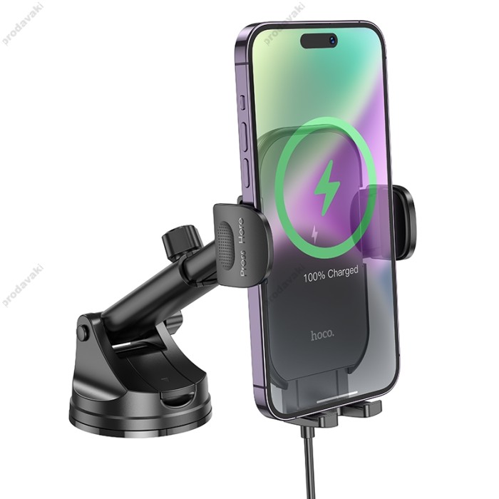 Автомобільний тримач із бездротовою зарядкою Hoco HW5 Journey wireless fast charging (center console) Black