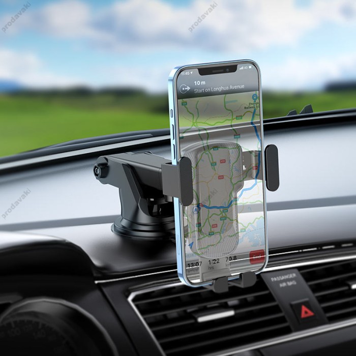 Автомобільний тримач Hoco CA104 vertical and horizontal telescopic gravity vehicle holder Black