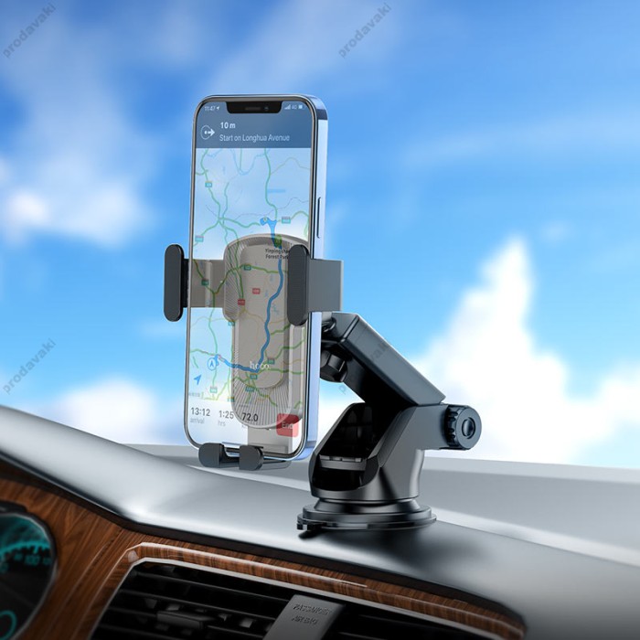 Автомобільний тримач Hoco CA104 vertical and horizontal telescopic gravity vehicle holder Black