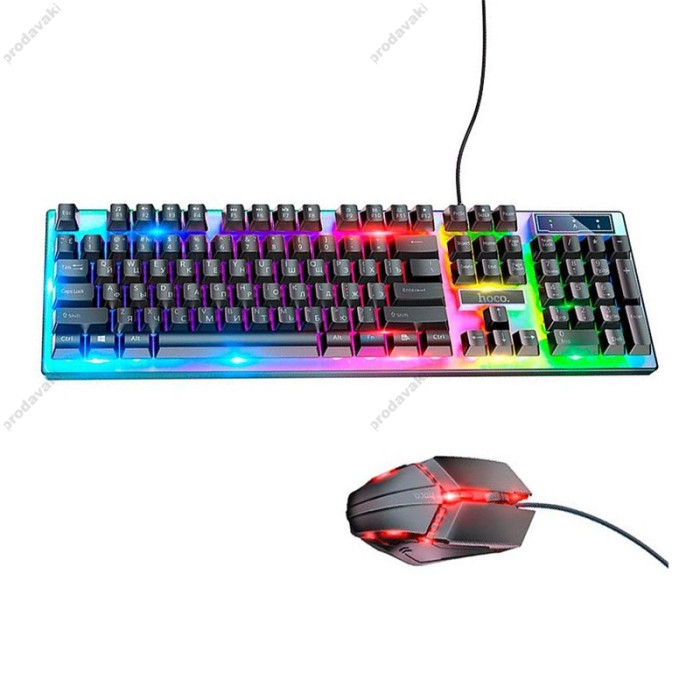 Комп'ютерна Клавіатура та миша HOCO GM18 Luminous gaming keyboard and mouse set Black