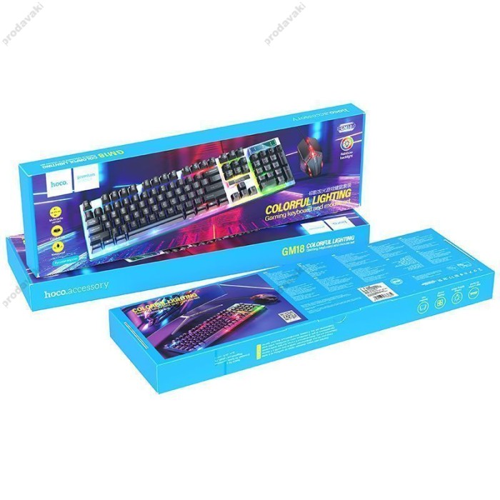 Комп'ютерна Клавіатура та миша HOCO GM18 Luminous gaming keyboard and mouse set Black