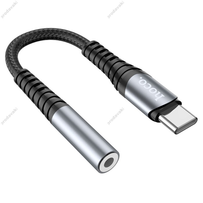 Аудіоадаптер HOCO LS33 Type-C to AUX (3,5mm) 0,12m. Metal Gray