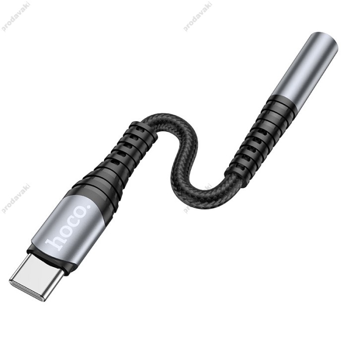 Аудіоадаптер HOCO LS33 Type-C to AUX (3,5mm) 0,12m. Metal Gray
