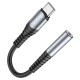 Аудіоадаптер HOCO LS33 Type-C to AUX (3,5mm) 0,12m. Metal Gray