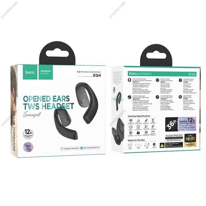 Бездротові Bluetooth навушники  HOCO EQ4 Graceful true wireless headset BT 5.3 Black