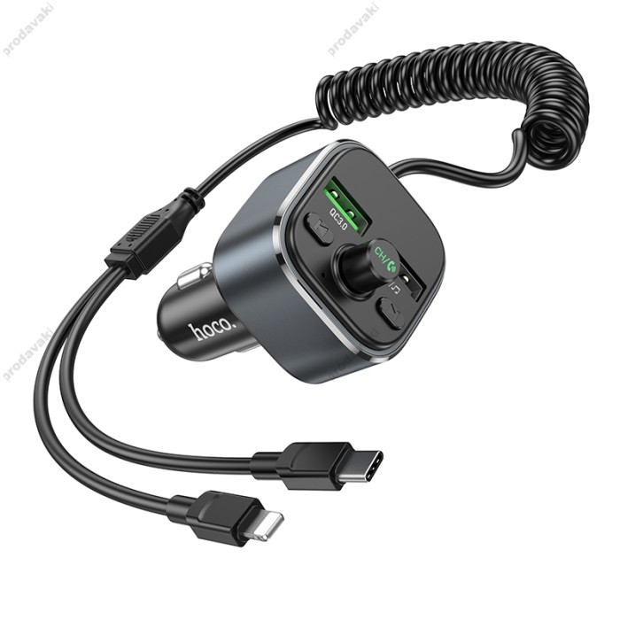 FM - трансмітер HOCO E74 Energy 2in1 QC3.0 BT5.0 Gray
