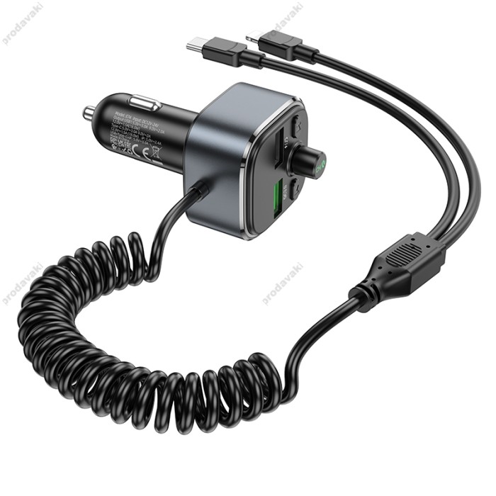 FM - трансмітер HOCO E74 Energy 2in1 QC3.0 BT5.0 Gray