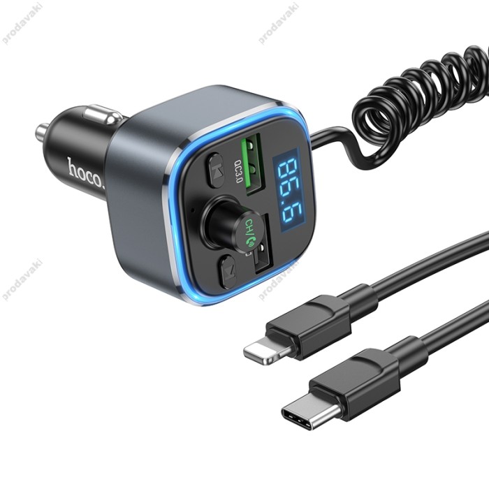 FM - трансмітер HOCO E74 Energy 2in1 QC3.0 BT5.0 Gray