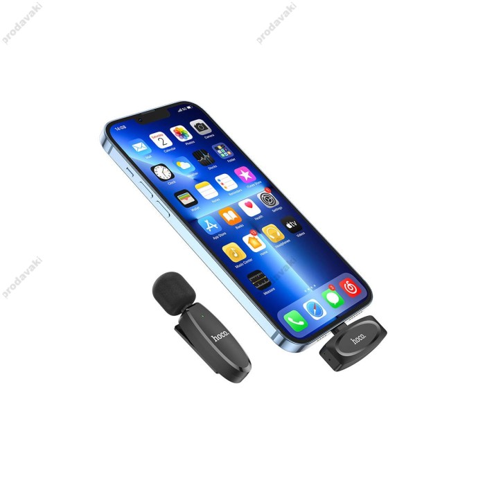Бездротовий мікрофон Hoco L15 iPhone Lightning Wireless Digital Microphone Crystal lavalier Black
