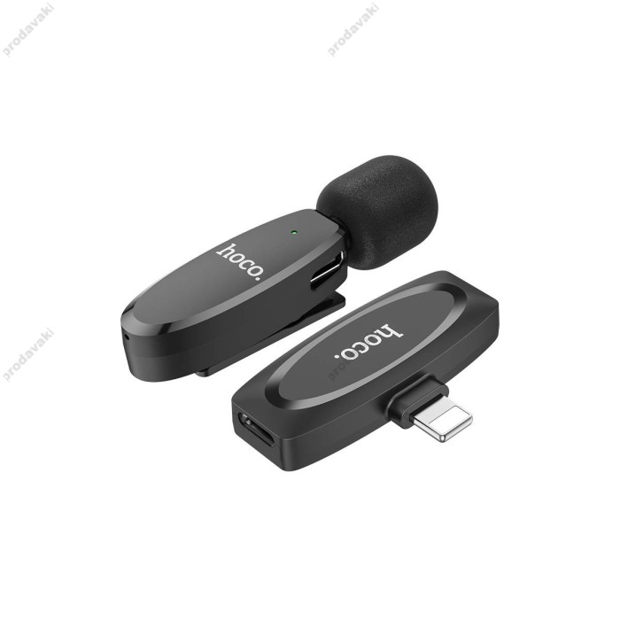 Бездротовий мікрофон Hoco L15 iPhone Lightning Wireless Digital Microphone Crystal lavalier Black