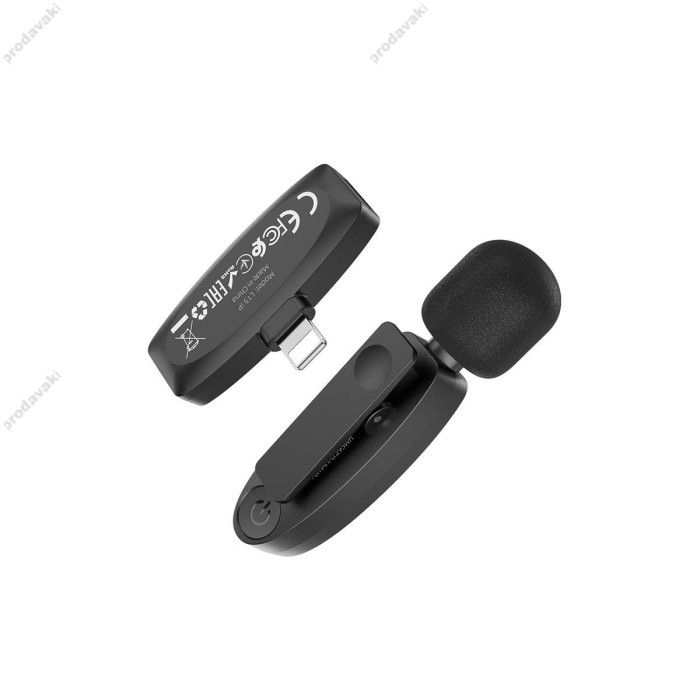 Бездротовий мікрофон Hoco L15 iPhone Lightning Wireless Digital Microphone Crystal lavalier Black