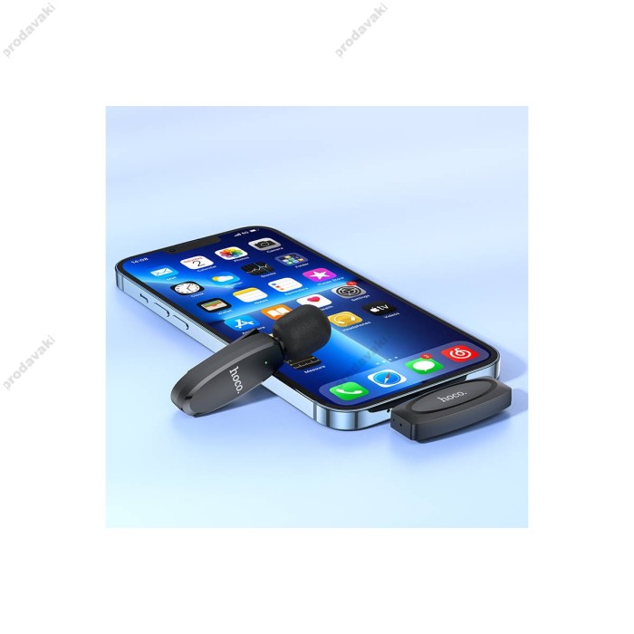 Бездротовий мікрофон Hoco L15 iPhone Lightning Wireless Digital Microphone Crystal lavalier Black