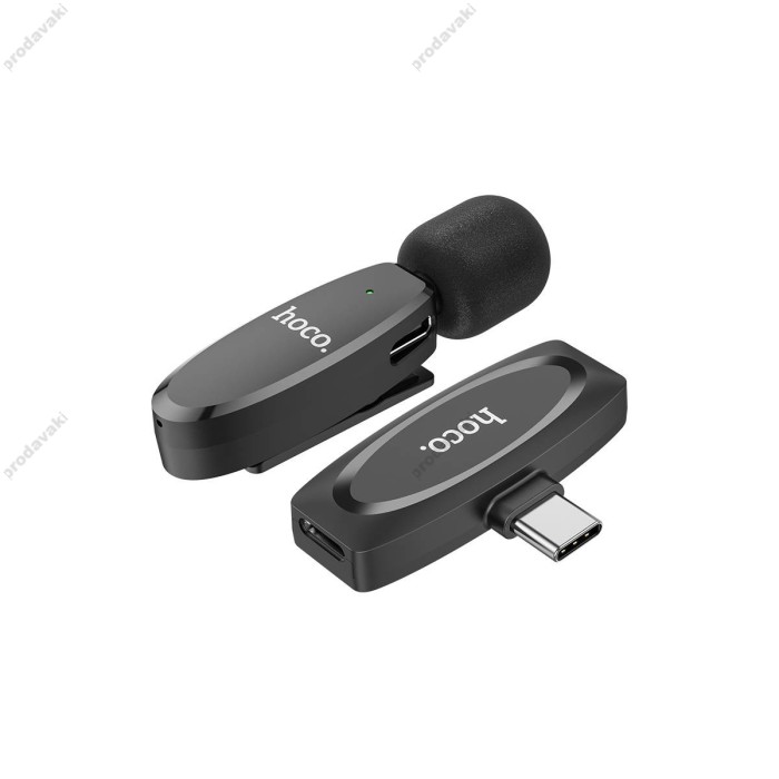 Бездротовий мікрофон Hoco L15 Type-C Wireless Digital Microphone Crystal lavalier Black