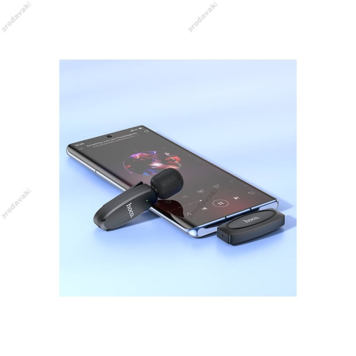 Бездротовий мікрофон Hoco L15 Type-C Wireless Digital Microphone Crystal lavalier Black