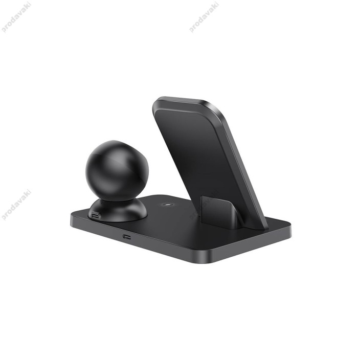 Бездротовий зарядний пристрій HOCO CW33 Ultra-Charge 3-in-1 vertical ws fast charge 15W / 7.5W / 3W Black