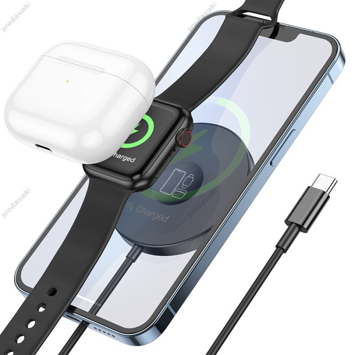 Бездротовий зарядний пристрій Hoco CW41 Magnetic Wireless Charger 15W магнітний Black