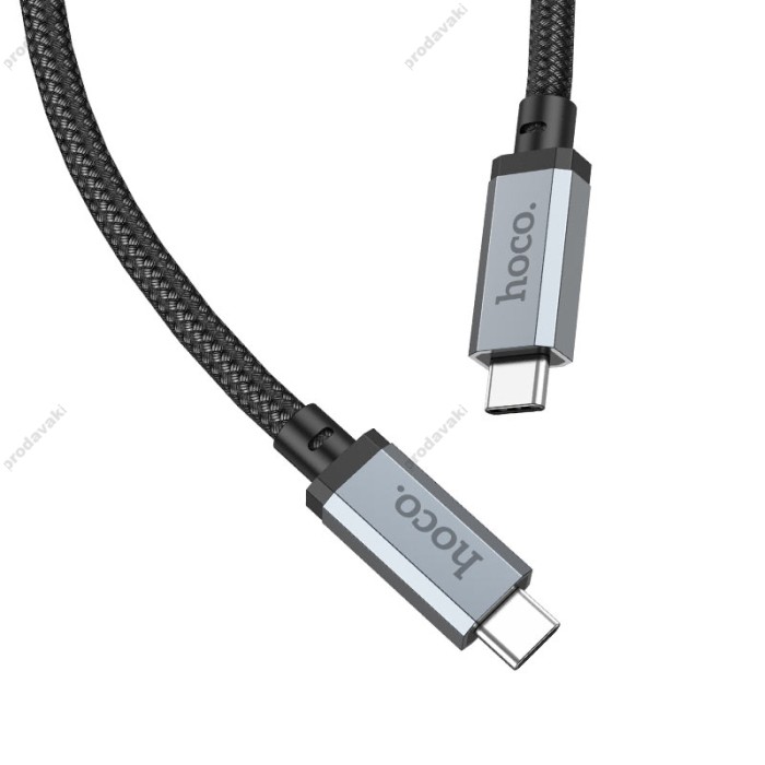 Кабель HOCO US05 USB4 HD high speed data cable Type-C to Type-C 100W 5A 2m Black
