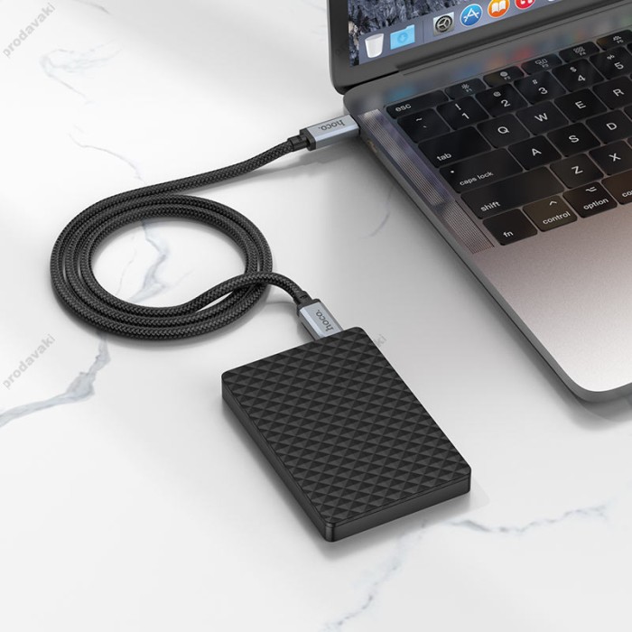 Кабель HOCO US05 USB4 HD high speed data cable Type-C to Type-C 100W 5A 2m Black