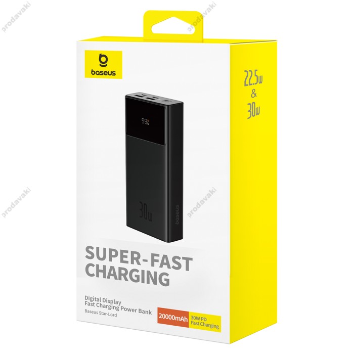 Повербанк портативний акумулятор Power bank Baseus Star-Lord Digital 30W 20000 mAh Cluster Black P10022904113-00