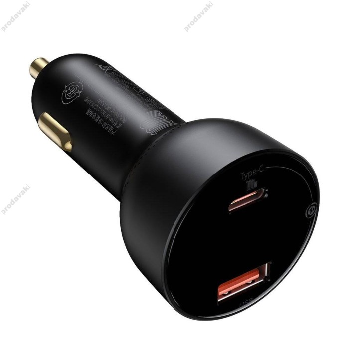Автомобільний зарядний пристрій Baseus Superme Digital Display PPS (Type-C Cable) 100W Black TZCCZX-01
