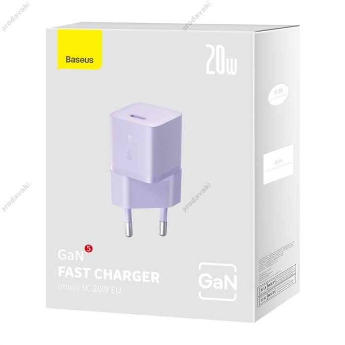 Мережевий зарядний пристрій Baseus GaN5 Fast Charger (mini) 20W Purple CCGN050105