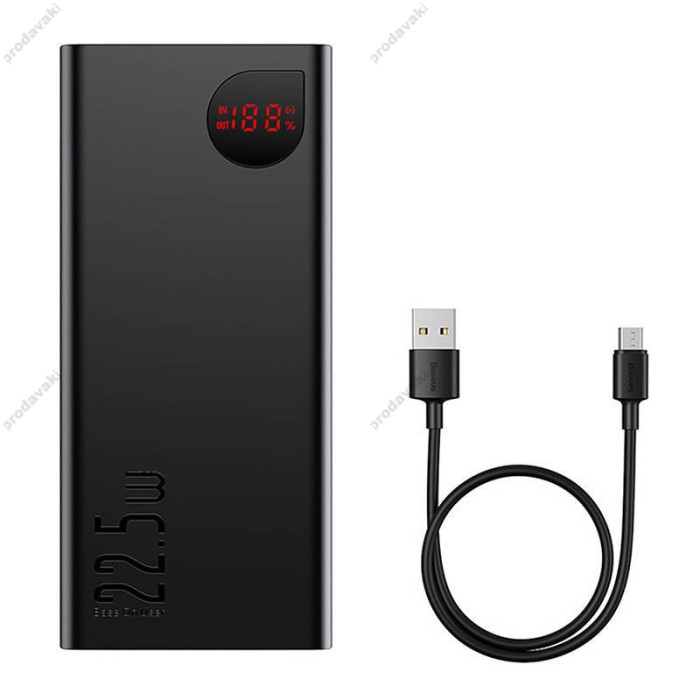 Повербанк портативний акумулятор Power bank Baseus Adaman Metal Digital Display 22.5W 40000 mAh Black (PPAD020101)