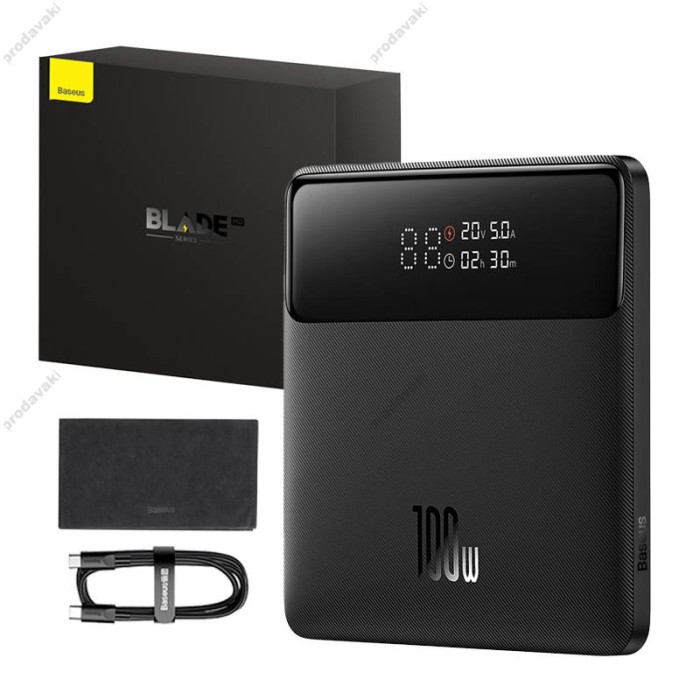Повербанк портативний акумулятор Power bank Baseus Blade Power Digital Display HDEdition 100W 20000 mAh Black PPBL000301