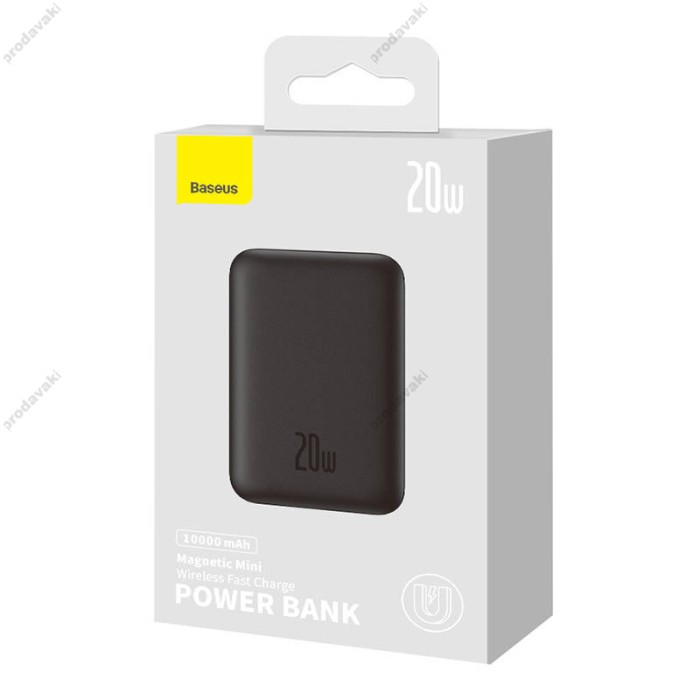 Повербанк портативний акумулятор Power bank Baseus Magnetic Mini MagSafe магнітний 20W 10000 mAh Black PPCX070001