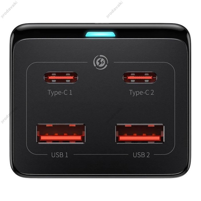Мережевий зарядний пристрій Baseus GaN3 Pro Desktop Powerstrip AC+2U+2C 100W (Cable Type-C to Type-C 100W) Black PSZM000401