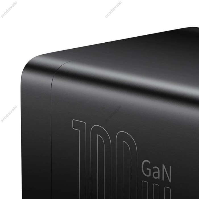 Мережевий зарядний пристрій Baseus GaN3 Pro Desktop Powerstrip AC+2U+2C 100W (Cable Type-C to Type-C 100W) Black PSZM000401
