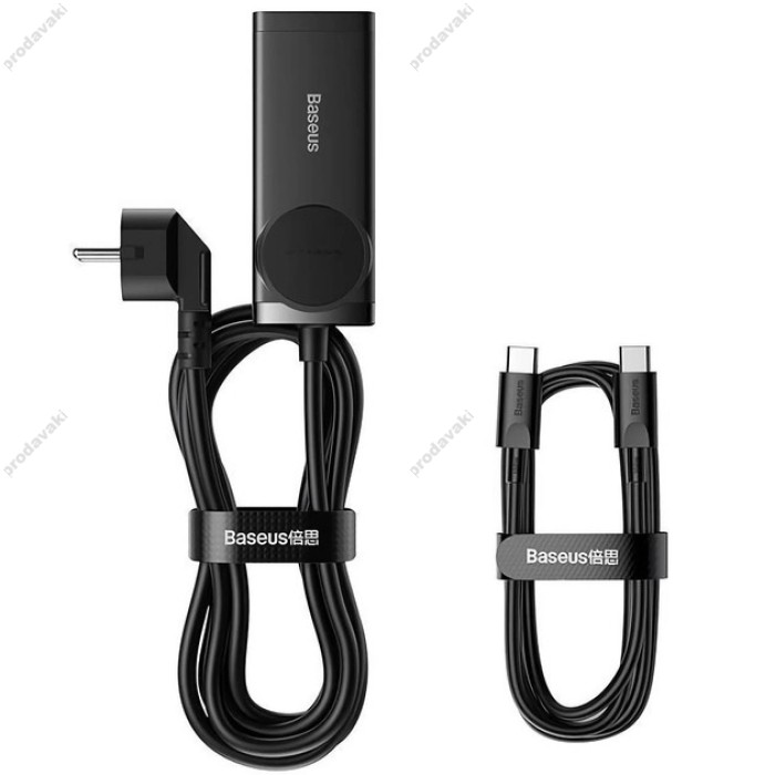Мережевий зарядний пристрій Baseus GaN3 Pro Desktop Powerstrip AC+2U+2C 100W (Cable Type-C to Type-C 100W) Black PSZM000401