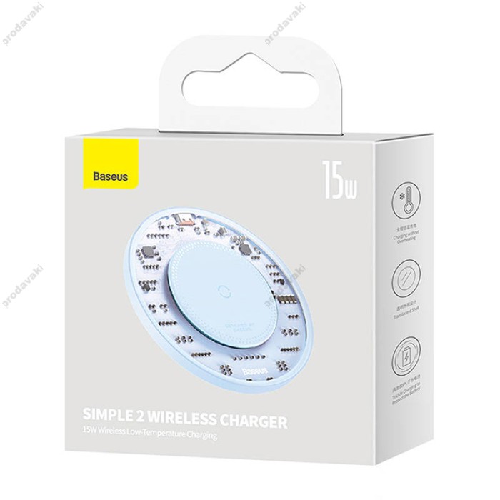 Бездротовий зарядний пристрій Baseus Simple 2 Wireless Charger 15W Blue CCJJ050003