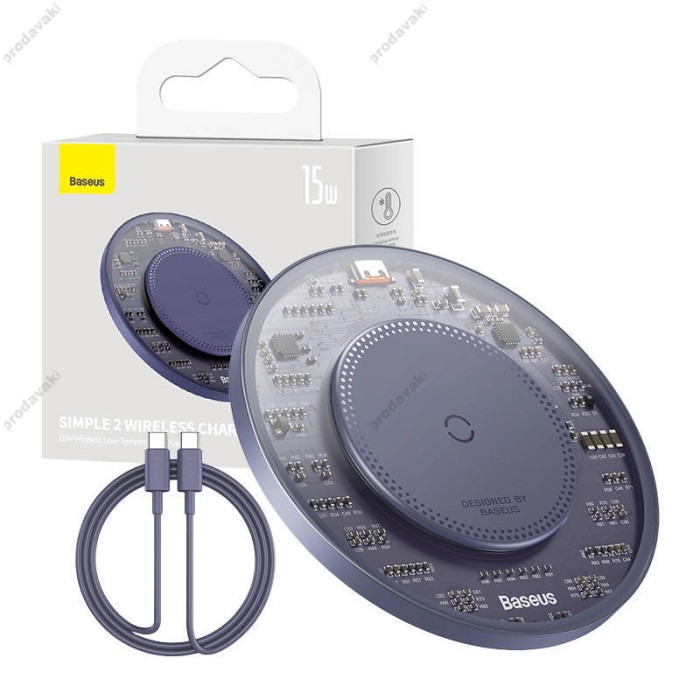 Бездротовий зарядний пристрій Baseus Simple 2 Wireless Charger 15W Purple CCJJ050005