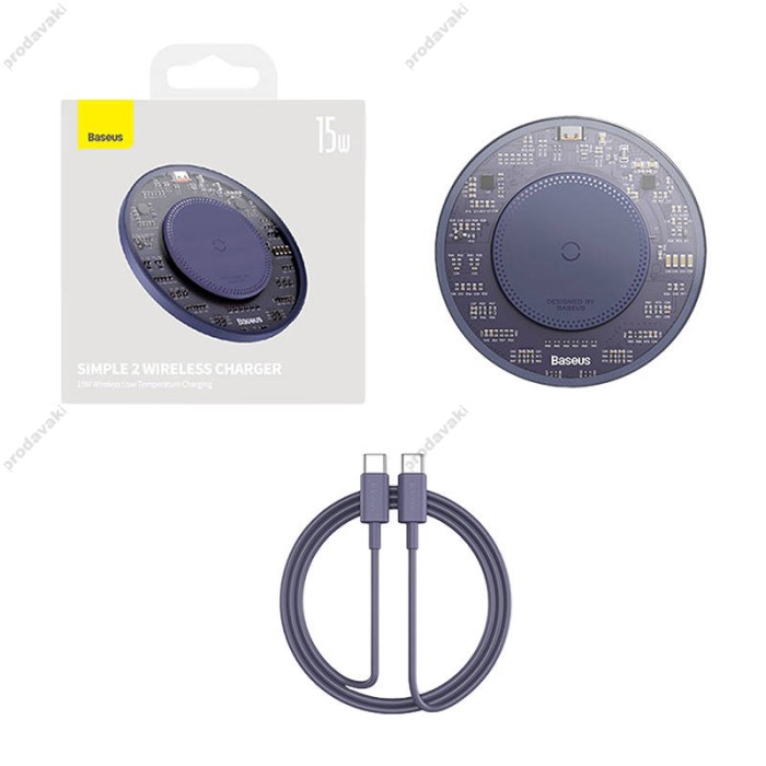 Бездротовий зарядний пристрій Baseus Simple 2 Wireless Charger 15W Purple CCJJ050005