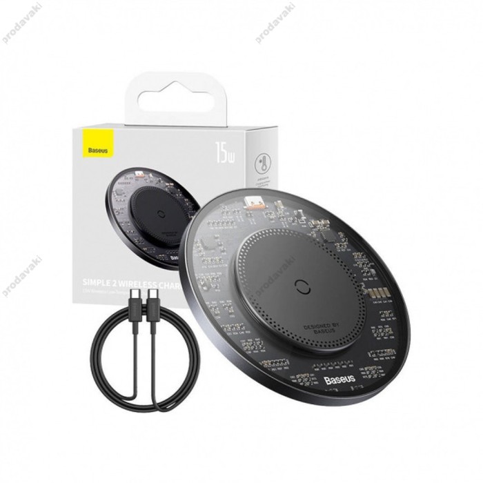 Бездротовий зарядний пристрій Baseus Simple 2 Wireless Charger 15W Black CCJJ050001