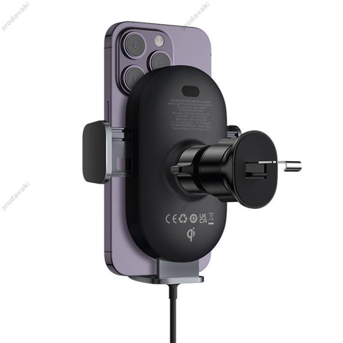 Автомобільний тримач із бездротовою зарядкою Baseus Light Chaser Wireless Charging Electric Car Mount 15W Black C40355900121-00