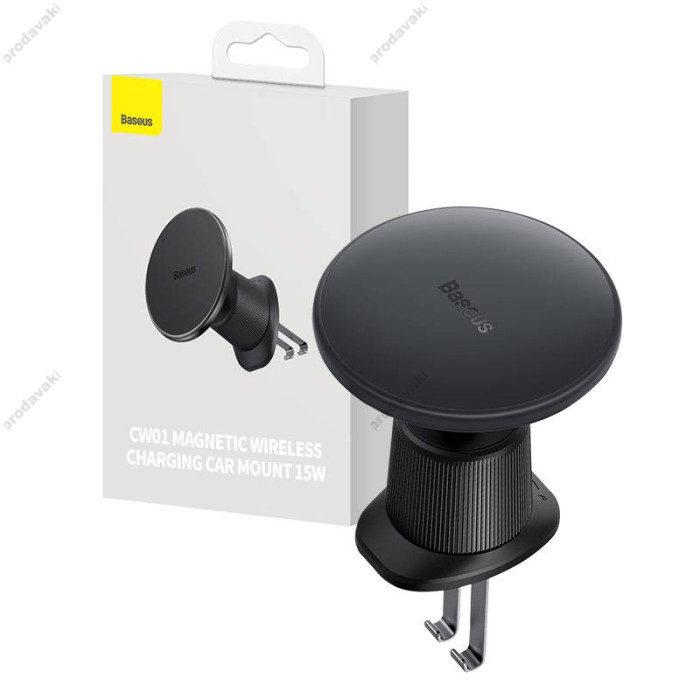 Автомобільний тримач із бездротовою зарядкою Baseus CW01 MagSafe Wireless Charging 15W Black C40141001111-00