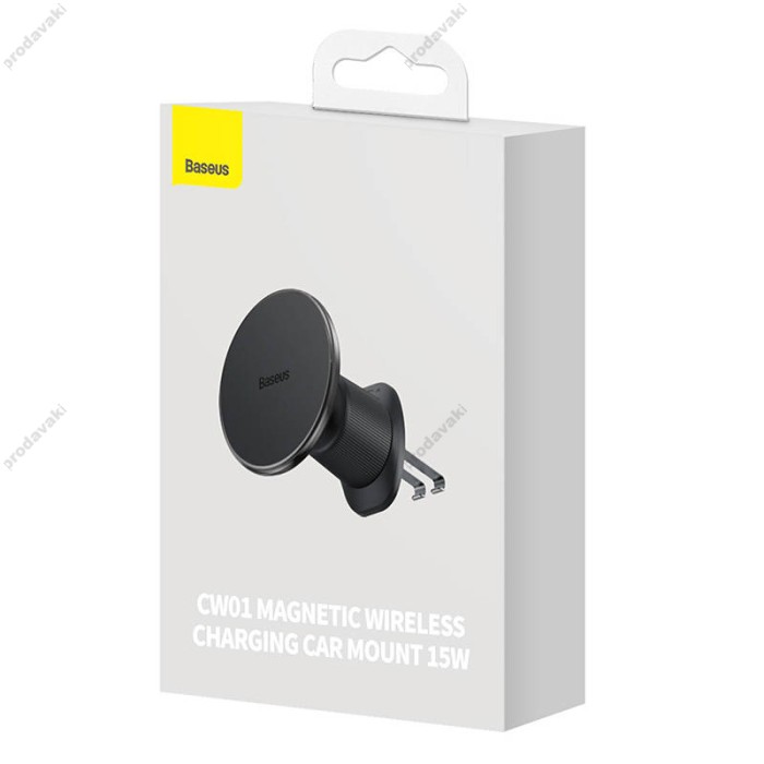Автомобільний тримач із бездротовою зарядкою Baseus CW01 MagSafe Wireless Charging 15W Black C40141001111-00
