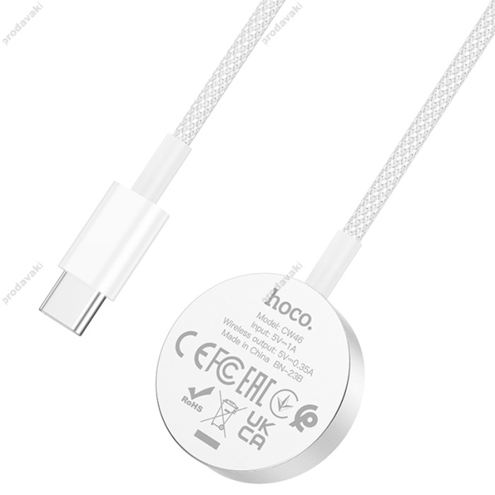 Зарядний пристрій для Apple Watch HOCO CW46 Wireless charger for iWatch Type-C / 5V / 0,35A / 1-8S Білий