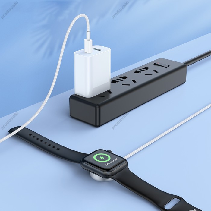Зарядний пристрій для Apple Watch HOCO CW46 Wireless charger for iWatch Type-C / 5V / 0,35A / 1-8S Білий