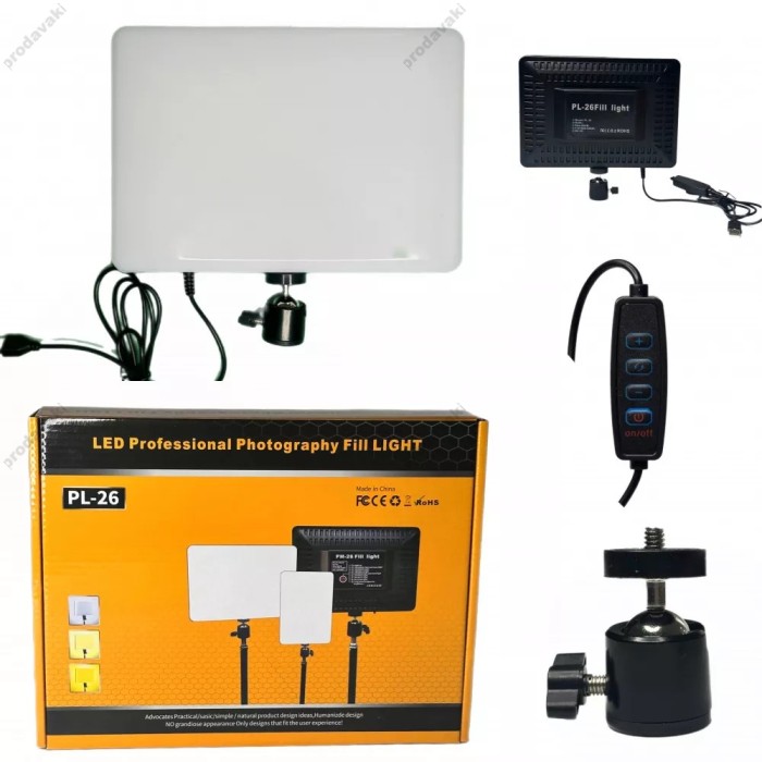 Світлодіодна прямокутна лампа відеосвітло LED CH PL-26 23х16 cm 2700K-6500K USB Control