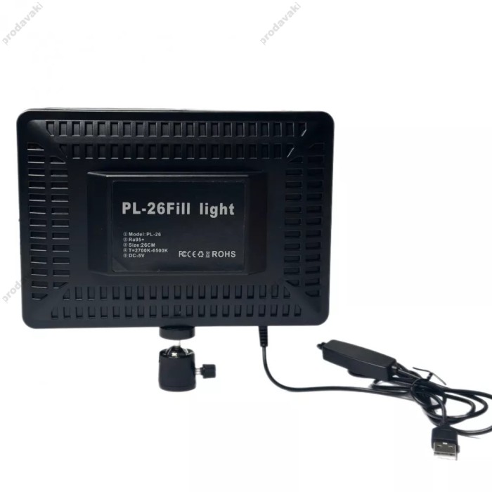 Світлодіодна прямокутна лампа відеосвітло LED CH PL-26 23х16 cm 2700K-6500K USB Control