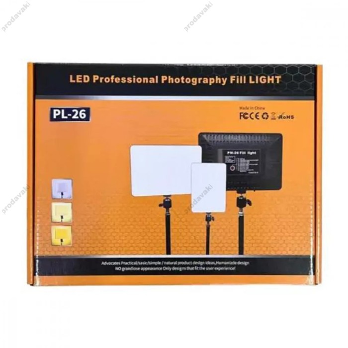 Світлодіодна прямокутна лампа відеосвітло LED CH PL-26 23х16 cm 2700K-6500K USB Control