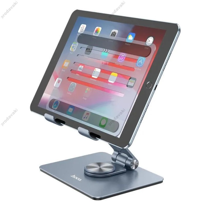 Підставка для планшета (ноутбука) Hoco PH52 Might metal rotating tablet desktop holder Сіра