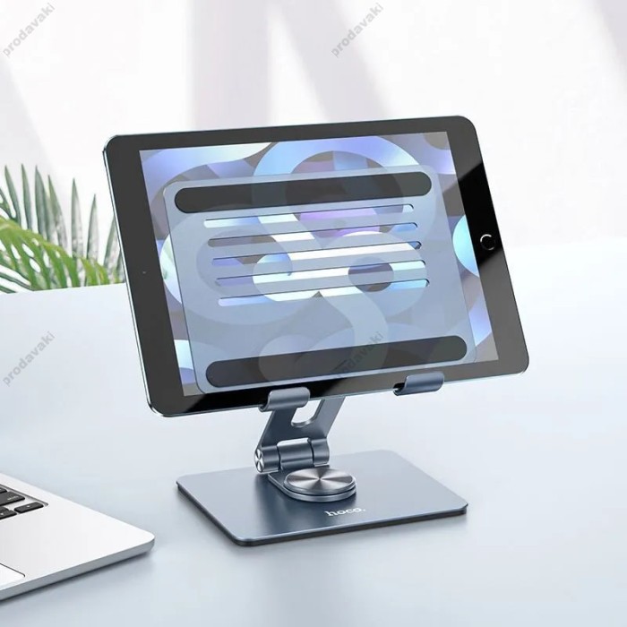 Підставка для планшета (ноутбука) Hoco PH52 Might metal rotating tablet desktop holder Сіра