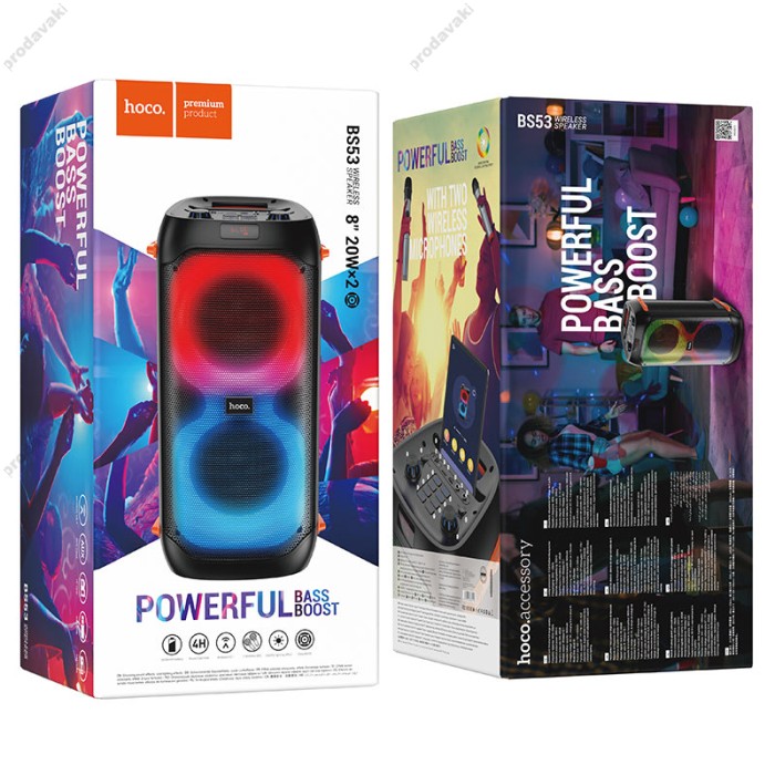 Портативна колонка система караоке Bluetooth Hoco BS53 з 2-ма мікрофонами 40W Black