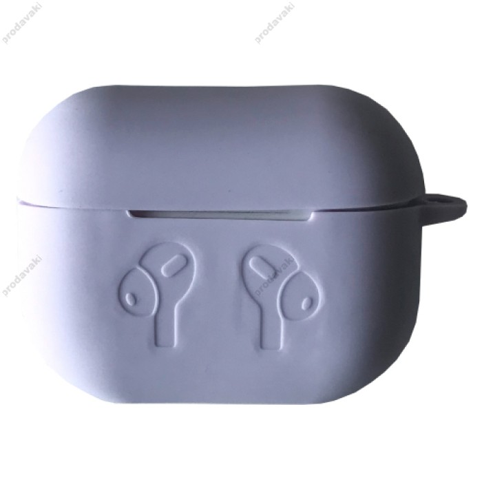 Чохол Airpods Pro 2 силіконовий LOGO 2в1(+ карабін) тех.пак Lavander grey
