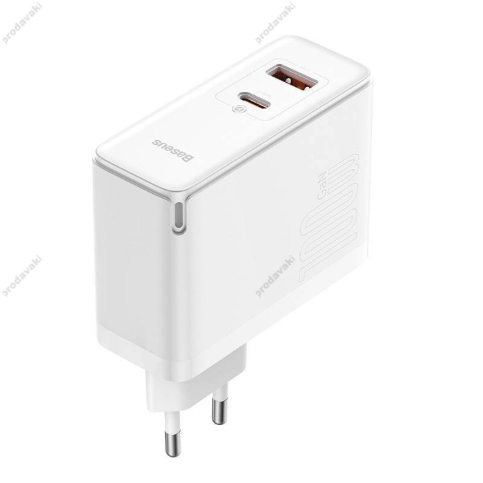 Мережевий зарядний пристрій Baseus GaN5 Pro Fast Charger Type-C cable 100W White CCGP090202